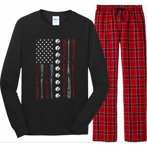 American Flag Baseball Red White Blue 4th Of July Long Sleeve Pajama Set