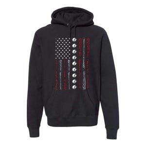 American Flag Baseball Red White Blue 4th Of July Premium Hoodie