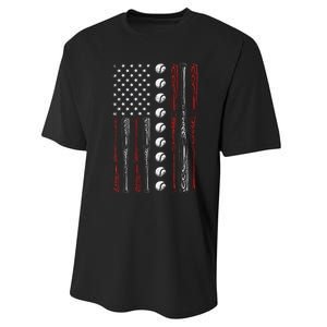 American Flag Baseball Red White Blue 4th Of July Performance Sprint T-Shirt