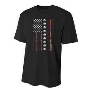 American Flag Baseball Red White Blue 4th Of July Youth Performance Sprint T-Shirt