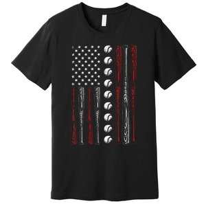 American Flag Baseball Red White Blue 4th Of July Premium T-Shirt