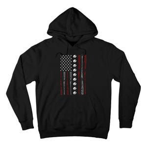 American Flag Baseball Red White Blue 4th Of July Tall Hoodie