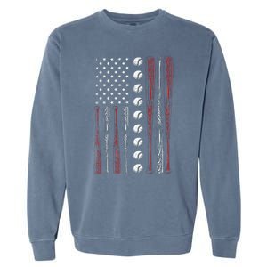 American Flag Baseball Red White Blue 4th Of July Garment-Dyed Sweatshirt