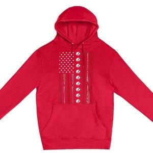 American Flag Baseball Red White Blue 4th Of July Premium Pullover Hoodie