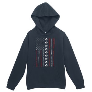 American Flag Baseball Red White Blue 4th Of July Urban Pullover Hoodie