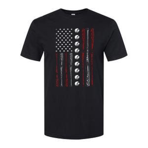 American Flag Baseball Red White Blue 4th Of July Softstyle CVC T-Shirt