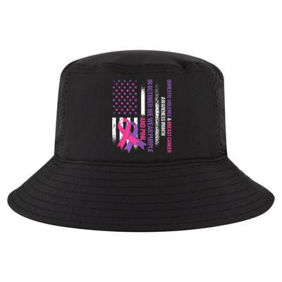 American Flag Breast Cancer And Domestic Violence Awareness Cool Comfort Performance Bucket Hat