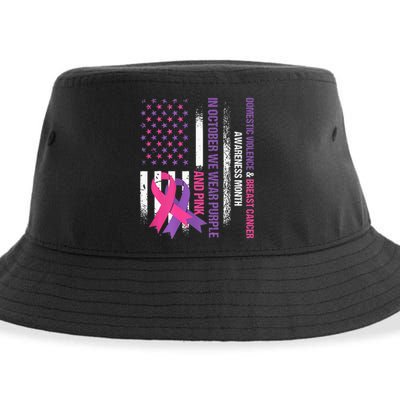 American Flag Breast Cancer And Domestic Violence Awareness Sustainable Bucket Hat