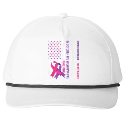 American Flag Breast Cancer And Domestic Violence Awareness Snapback Five-Panel Rope Hat