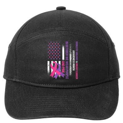 American Flag Breast Cancer And Domestic Violence Awareness 7-Panel Snapback Hat