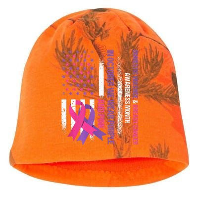 American Flag Breast Cancer And Domestic Violence Awareness Kati - Camo Knit Beanie