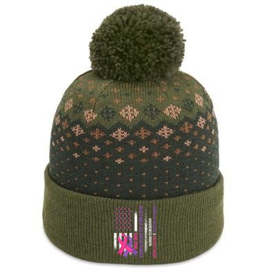 American Flag Breast Cancer And Domestic Violence Awareness The Baniff Cuffed Pom Beanie