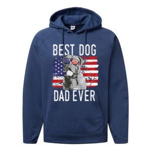 American Flag Best Dog Dad Ever Dogues De Bordeaux Usa Performance Fleece Hoodie