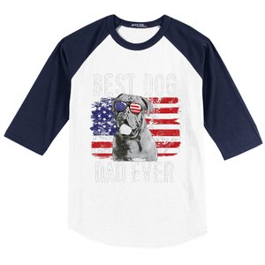 American Flag Best Dog Dad Ever Dogues De Bordeaux Usa Baseball Sleeve Shirt