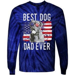 American Flag Best Dog Dad Ever Dogues De Bordeaux Usa Tie-Dye Long Sleeve Shirt