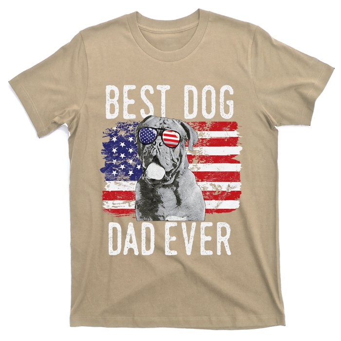 American Flag Best Dog Dad Ever Dogues De Bordeaux Usa T-Shirt