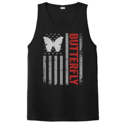 American Flag Butterfly Patriotic Vintage Butterfly Lover Gift PosiCharge Competitor Tank