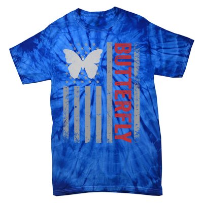 American Flag Butterfly Patriotic Vintage Butterfly Lover Gift Tie-Dye T-Shirt