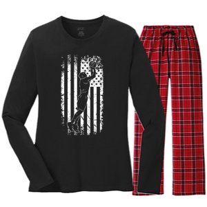 American Flag Basketball Apparel Basketball Women's Long Sleeve Flannel Pajama Set 