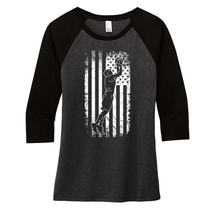 American Flag Basketball Apparel Basketball Women's Tri-Blend 3/4-Sleeve Raglan Shirt