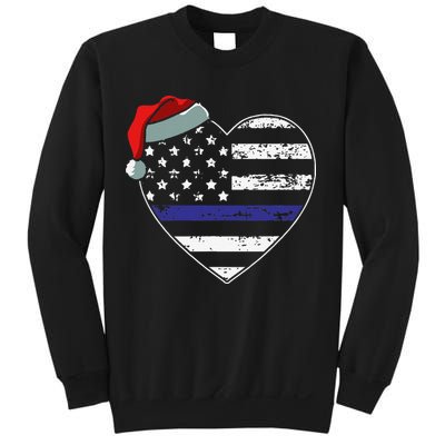 American Flag Blue Line Police Christmas Pajama Cop Officer Sweatshirt