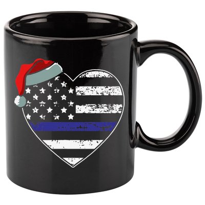 American Flag Blue Line Police Christmas Pajama Cop Officer 11oz C Handle Ceramic Mug