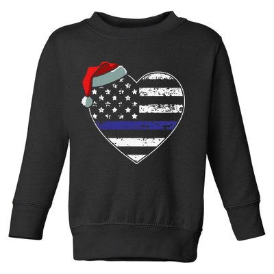 American Flag Blue Line Police Christmas Pajama Cop Officer Toddler Sweatshirt