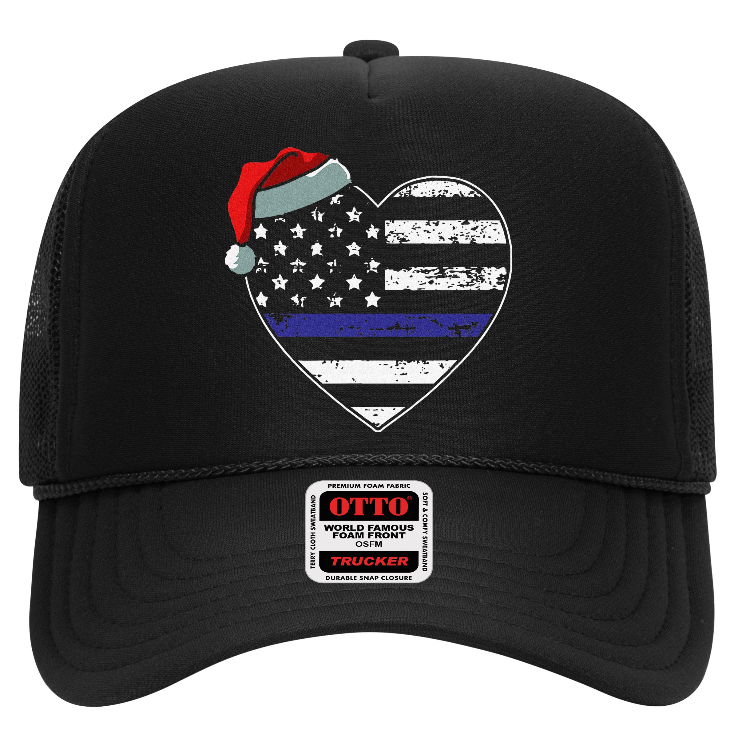 American Flag Blue Line Police Christmas Pajama Cop Officer Hat