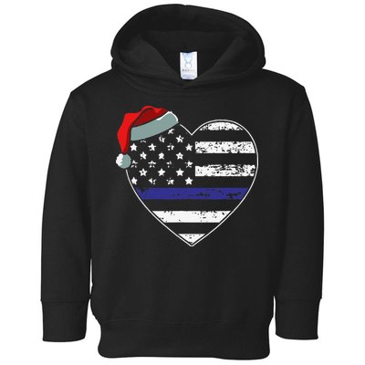 American Flag Blue Line Police Christmas Pajama Cop Officer Toddler Hoodie