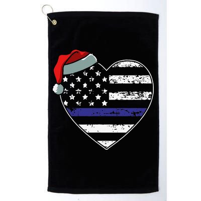 American Flag Blue Line Police Christmas Pajama Cop Officer Golf Towel