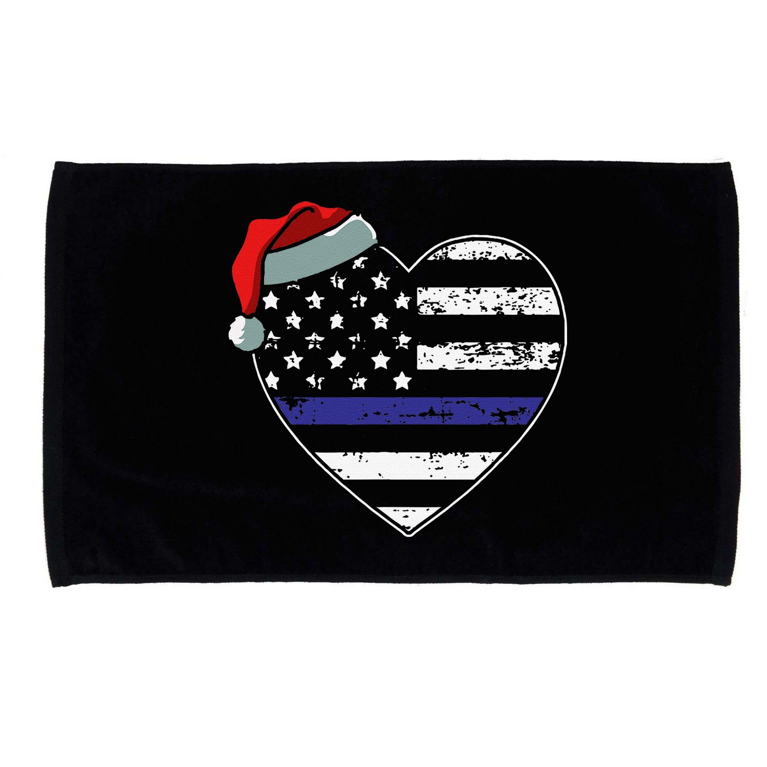 American Flag Blue Line Police Christmas Pajama Cop Officer Microfiber Hand Towel