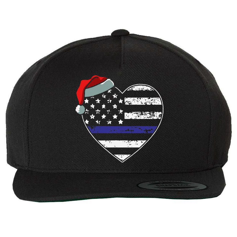 American Flag Blue Line Police Christmas Pajama Cop Officer Wool Snapback Cap