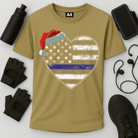 American Flag Blue Line Police Christmas Pajama Cop Officer Cooling Performance Crew T-Shirt