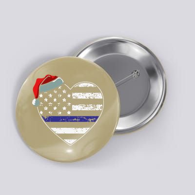 American Flag Blue Line Police Christmas Pajama Cop Officer Button