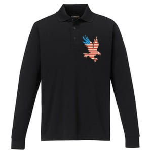 American Flag Bald Eagle Great Gift Funny Gift Usa Cute Gift Performance Long Sleeve Polo