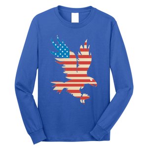 American Flag Bald Eagle Great Gift Funny Gift Usa Cute Gift Long Sleeve Shirt