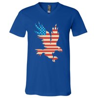 American Flag Bald Eagle Great Gift Funny Gift Usa Cute Gift V-Neck T-Shirt