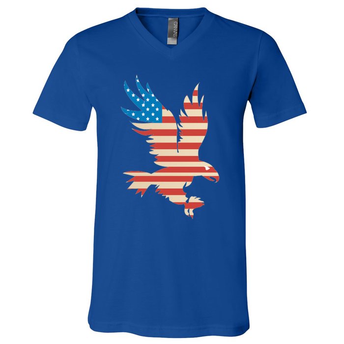 American Flag Bald Eagle Great Gift Funny Gift Usa Cute Gift V-Neck T-Shirt