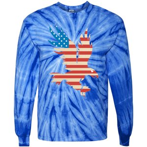 American Flag Bald Eagle Great Gift Funny Gift Usa Cute Gift Tie-Dye Long Sleeve Shirt