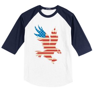 American Flag Bald Eagle Great Gift Funny Gift Usa Cute Gift Baseball Sleeve Shirt