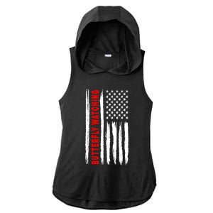 American Flag Butterfly Watching Coach Usa Cute Gift Ladies PosiCharge Tri-Blend Wicking Draft Hoodie Tank