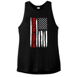 American Flag Butterfly Watching Coach Usa Cute Gift Ladies PosiCharge Tri-Blend Wicking Tank