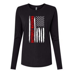 American Flag Butterfly Watching Coach Usa Cute Gift Womens Cotton Relaxed Long Sleeve T-Shirt