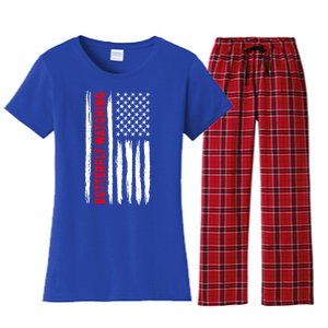 American Flag Butterfly Watching Coach Usa Cute Gift Women's Flannel Pajama Set