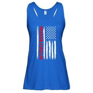 American Flag Butterfly Watching Coach Usa Cute Gift Ladies Essential Flowy Tank