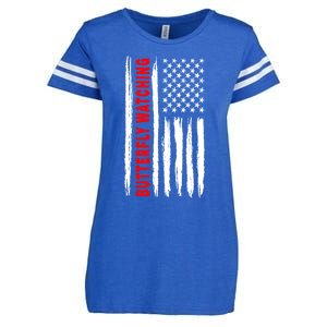 American Flag Butterfly Watching Coach Usa Cute Gift Enza Ladies Jersey Football T-Shirt