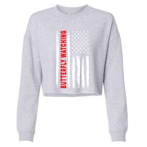 American Flag Butterfly Watching Coach Usa Cute Gift Cropped Pullover Crew