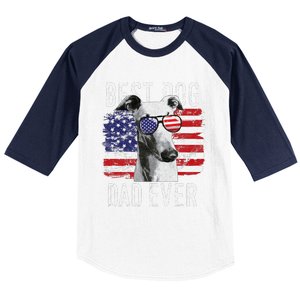 American Flag Best Dog Dad Ever Greyhounds Usa Baseball Sleeve Shirt