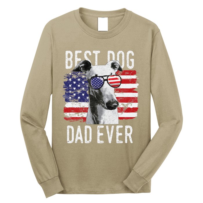 American Flag Best Dog Dad Ever Greyhounds Usa Long Sleeve Shirt