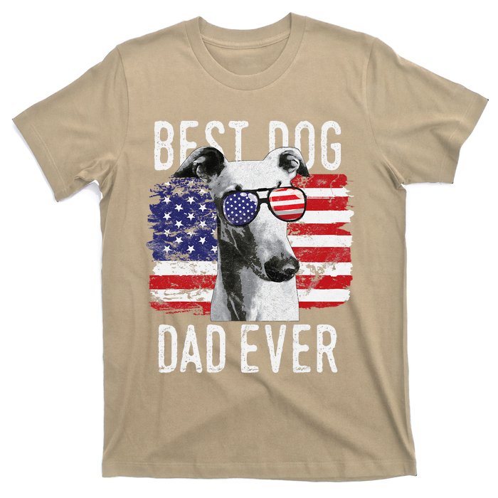 American Flag Best Dog Dad Ever Greyhounds Usa T-Shirt